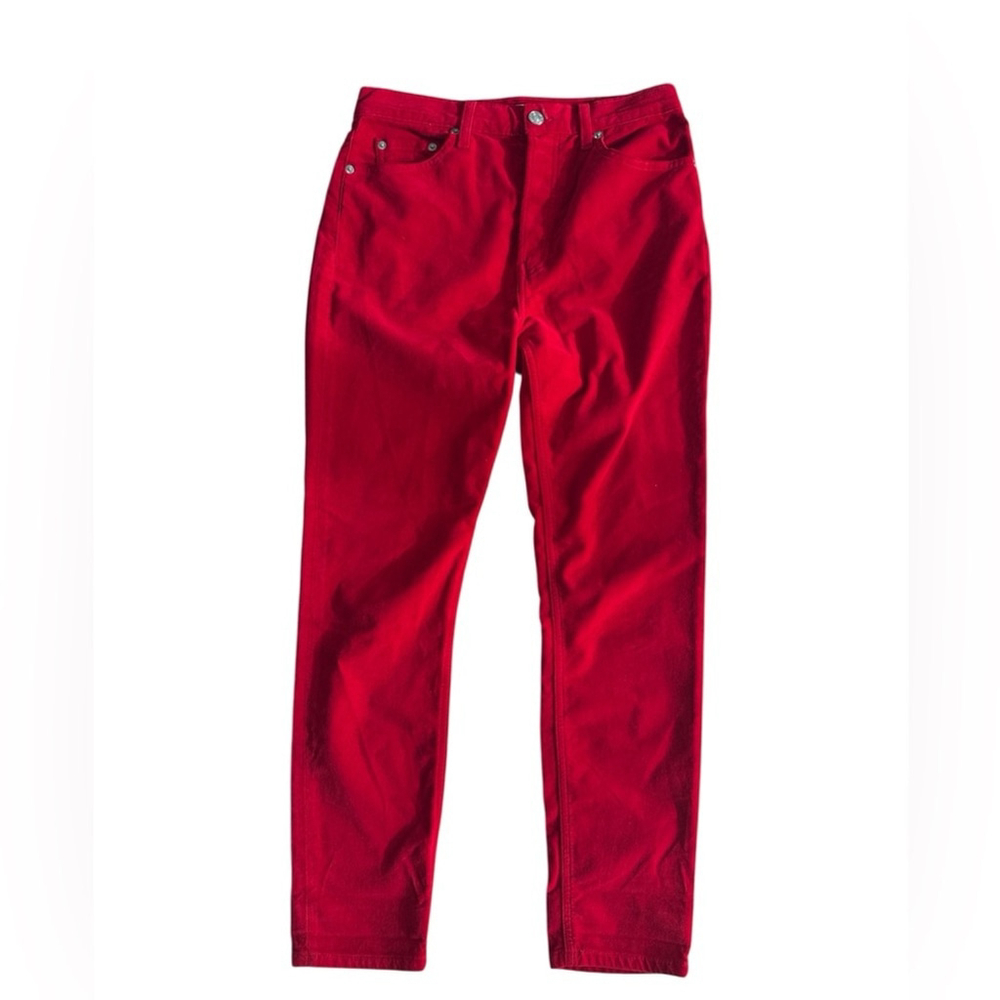 Re/Done Originals High Rise ankle red velvet slim jeans Size 28 Button fly
